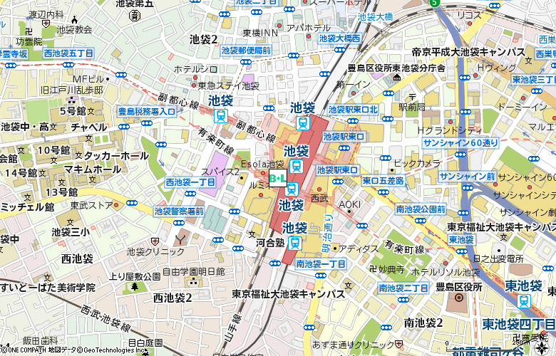 池袋東武百貨店メガネさろん付近の地図